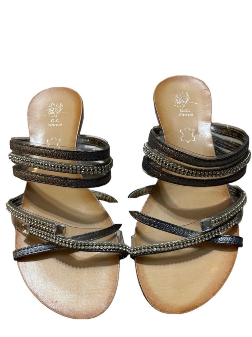 Cute Good Choice sparkly flats with small translucent heel size 8